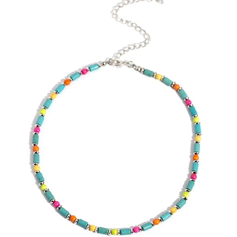 Colorful Beaded Necklace Arid Ambiance Blue Choker Fashion Jewelry Paparazzi